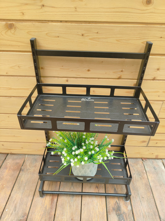 Blossom-Metal Plant Stand Outdoor Indoor Waterproof, Display Rack, Black